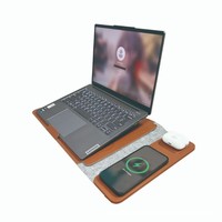 Support pour ordinateur portable multifonctionnel de 16 pouces avec double charge, charge sans fil 15W, plus sac de protection, charge sans fil magnétique, cadeau pour ordinateur portable
