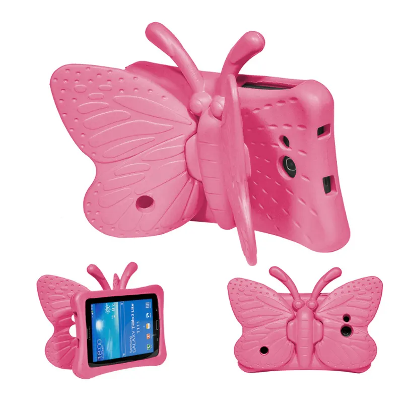 Parachoques de espuma EVA para niños, funda de tableta inteligente con soporte de dibujos animados, 7 pulgadas para Samsung Galaxy Tab 4 T230 T235 T280 mariposa