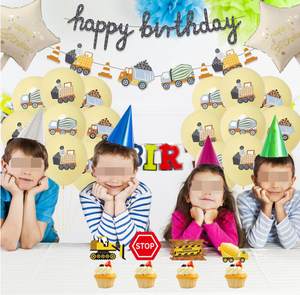 Fournitures pour fête d'anniversaire <span class=keywords><strong>de</strong></span> 2 ans : Bannières Joyeux Anniversaire, <span class=keywords><strong>Guirlande</strong></span> Camion Minier, Ballons Imprimés Beige, Décorations <span class=keywords><strong>de</strong></span> Cupcakes sur le Thème <span class=keywords><strong>de</strong></span> la Construction, Cadeaux - Product Image 4