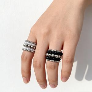 Retro Multi Layer Ball Natural Round Pearl Cocktail <b>Ring</b> for Party Unisex Fashion Jewelry - Product Image 4