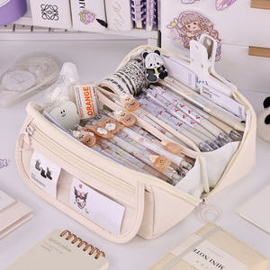 Aksesoris Sekolah Tas Pensil Kanvas Tebal Bergaya Sederhana Tempat Pensil untuk Anak Perempuan - Product Image 5