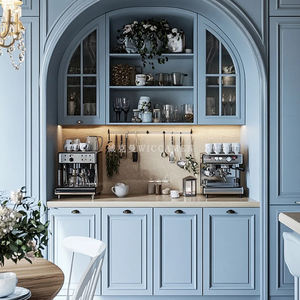 סגנון צרפתי מודרני wiccamen עץ מלא עשוי ארונות מטבח צד קיר בצד קיר שלם התאמה אישית של הבית - Product Image 3