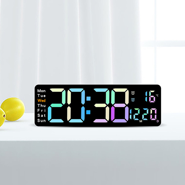 Colourful Digit Large Screen 13 Inch LED Digital Wall Clock Nordic Simple Living Room Home Decor Table Desk Alarm Clock