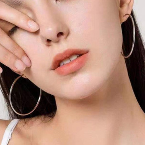 Boucles d'oreilles créoles en argent S999, minimalistes, grand cercle, bijoux pour femmes à porter au quotidien - Product Image 4