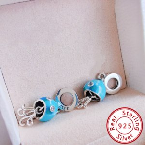 Kit de fabrication de bracelets à breloques HaYa Unicorn, breloques en vrac, pendentifs de bijoux DIY, série Océan, style designer, mode unisexe, 925 - Product Image 4