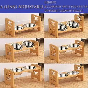 New Arrival Adjustable Raised <strong>Stand</strong> <strong>with</strong> Non-Slip Feet Elevated <strong>Dog</strong> &amp; Cat <strong>Bowl</strong> Feeder 2 Stainless Steel <strong>Bowls</strong> for Pets - Product Image 5