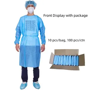 PP dokuma olmayan tek kullanımlık 43g-45g SMS cerrahi elbisesi izolasyon elbiseleri uzun kollu