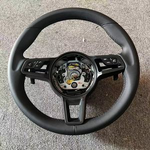 Volant en cuir pleine fleur pour Porsche Panamera Cayenne Taycan Macan 911 718 996 997 958 981 987, mise à niveau personnalisée - Product Image 1