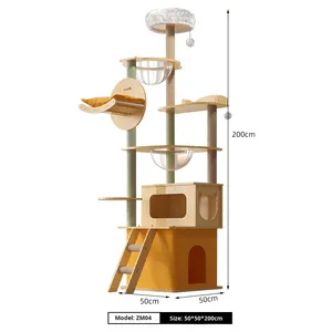 Dr Bamboo Eco-friendly 4-Level <strong>Large</strong> <strong>Cat</strong> <strong>Tree</strong> with <strong>Climbing</strong> Frame Scratching Board Jumping Platform &amp; <strong>Cat</strong> Toy-Indoor Outdoor Use - Product Image 5