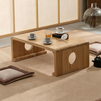 Table basse en bois massif de style japonais Tatami avec design à trou rond pour s'asseoir au sol, table de thé, mobilier de salon Zen pour fenêtre