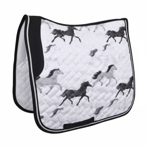 Vente chaude Premium Confortable Blanc Anglais Selle Cheval Motif Tapis De Selle Coton/Polyester Rembourré Équipement D'équitation - Product Image 1
