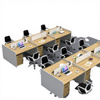Bureau de travail modulaire ergonomique, écologique et durable de luxe, vente en gros, bureau d'ordinateur en bois pour 4 personnes, bureau moderne minimaliste avec cloison