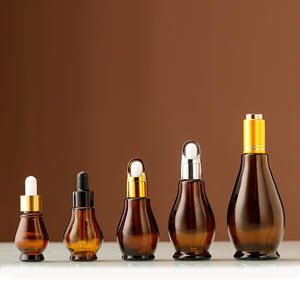 Flacon compte-gouttes en verre ambré en forme de gourde pour sérum, huile essentielle, parfum, emballage cosmétique, vente chaude, 10 ml, 20 ml, 30 ml, 50 ml, 100 ml - Product Image 2