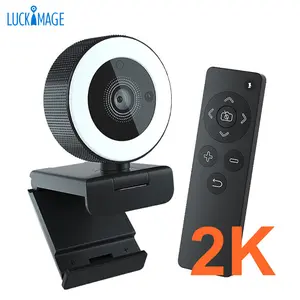 H200 Webcam HD 1080P Streaming, kamera Web AF fokus otomatis canggih dengan lampu cincin dan mikrofon dapat disesuaikan