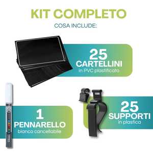 Kit de 25 étiquettes de prix pour comptoir de boulangerie, avec supports et stylo marqueur, étiquettes neutres en PVC noir pour accessoires de présentation alimentaire - Product Image 2