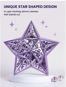 Custom Purple Star Shaped Lid and Base Advent Calendar <b>Box</b> Rigid Cardboard <b>Christmas</b> Blind <b>Box</b> Mystery Packaging <b>Box</b> Wholesale - Product Image 6