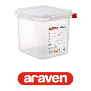 Bac alimentaire en polypropylène GN 1/6 17,6 × 16,5 × 15 h cm, avec couvercle, -40/+95 ° C Araven - Product Image 4