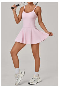 Vestido Deportivo para Adultos con Volantes, Falda <span class=keywords><strong>de</strong></span> Tenis con Pantalones Cortos Interiores, Vestido Deportivo Suave <span class=keywords><strong>de</strong></span> Secado Rápido, Vestido <span class=keywords><strong>de</strong></span> Tenis <span class=keywords><strong>de</strong></span> Spandex/Poliéster - Product Image 5