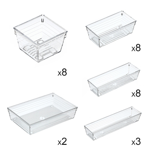 Storage Set Of 29 Clear Plastic Vanity Drawer Organizer Tray Portable Storage Tray For Makeup Jewelries Kitchen Utensils