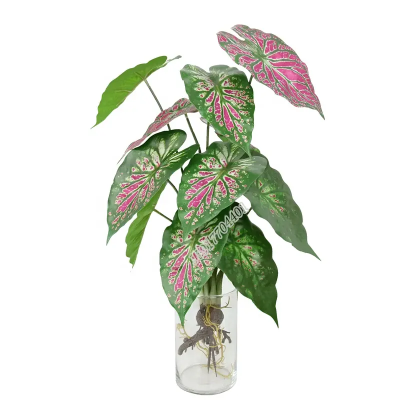 Реалистичное искусственное растение с принтом 3 D, каладиевые пластиковые листва, искусственные листья для украшения аквариума