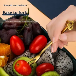 Set di Forchette per Frutta e Dessert in Acciaio Inox 304 di Grado Alimentare, Design Creativo a Forma di Cuore, Stile Europeo, Forchetta a Due Punte per Mooncake - Product Image 3