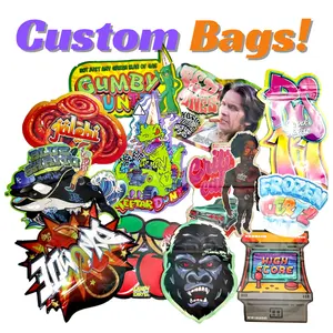 Bolsas personalizadas a prueba de niños, 3,5g, especiales, irregulares, troqueladas, Ziplock, Mylar