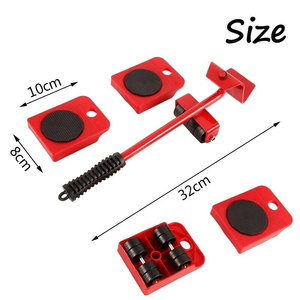 Juego de 5 Herramientas para Mover Muebles, Rodillo para Mover Objetos Pesados con Barra, Elevador de Muebles con Ruedas, Herramienta Profesional para Mudanzas - Product Image 3