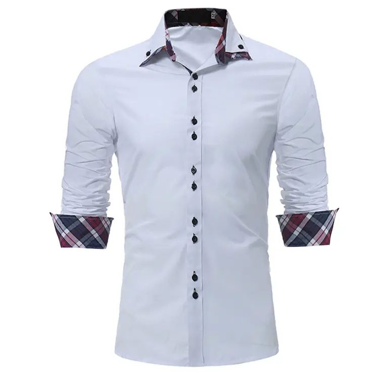 man fashion cotton spandex french cuff dress formal shirts slim fit button down shirts fournisseur chemises hommes