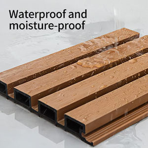 Châu Âu hiện đại ngoài trời rãnh <span class=keywords><strong>WPC</strong></span> Composite Slatted lưới tản nhiệt co-đùn polyethylene tấm Tường tấm chống cháy bên ngoài - Product Image 3