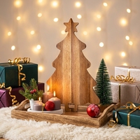 Plateau à sushi en bois d'acacia transfrontalier, créatif, pour restaurant, planche à découper en bois avec gravure alimentaire, idéal pour décorer le sapin de Noël