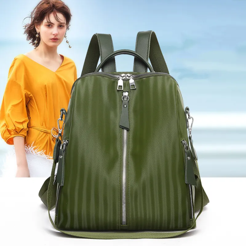 New Fashion Ladies Woman PU Anti-Diebstahl-Rucksack für Reisen Wasserdichter gestreifter Rucksack