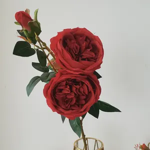 Desain DIY dekorasi rumah pernikahan Austin rose buket bunga mawar buatan untuk dekorasi pesta
