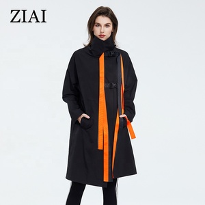 Cappotto Lungo Femminile alla Moda, Taglie Forti, Giacca Antivento da <span class=keywords><strong>Donna</strong></span> con Colletto Alto, <span class=keywords><strong>Trench</strong></span> <span class=keywords><strong>Rosso</strong></span> Primaverile - Product Image 4