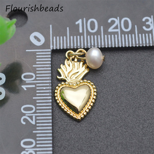 Nouveau Design sans Nickel Anti-<span class=keywords><strong>rouille</strong></span> <span class=keywords><strong>plaqué</strong></span> or perles naturelles ananas coeur charmes pendentifs pour bricolage femme bijoux - Product Image 3