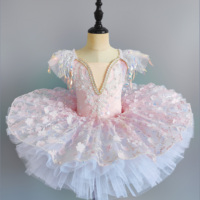 Robe de ballet pour filles, costume de scène avec paillettes et franges, petit cygne, costume d'assemblée et de chœur, tutus de danse pas chers
