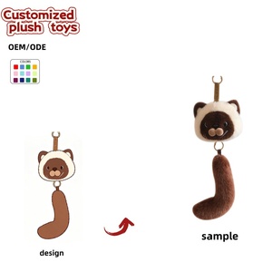 Llavero de peluche de gato siamés personalizado OEM/ODM con cola desmontable - Colgante de gato esponjoso personalizado para regalos y accesorios - Product Image 1