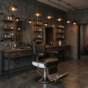 Estación de Espejo de Barbería Moderna y de Lujo Decorsall, Mueble de Salón Elegante y Duradero de Madera Ajustable, Modelo 316 para Barbería - Product Image 4