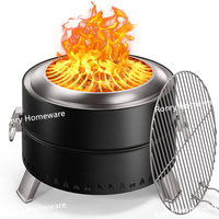 Brasero en acier sans fumée portable avec installation facile, sac de rangement pour pioche à feu, grille extérieure pour la cuisson au feu de bois en plein air