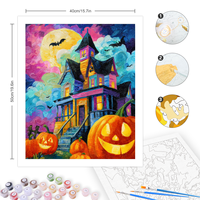 CHENISTORY Peinture par numéros DIY, thème Halloween : Citrouille et Château, pour adultes, cadeau DIY