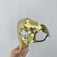 Masque de fête disco en plastique pour Halloween, unisexe, demi-visage, réfléchissant, accessoires de fête disco pour bar