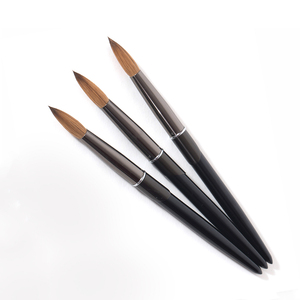 Pinceau à ongles en acrylique avec manche en métal noir, logo personnalisé, taille sur mesure # 2- # 24 pièces pour la peinture au gel et l'art de la manucure - Product Image 1
