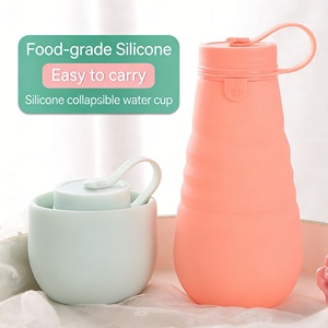 Nueva Taza Plegable Portátil de Silicona de 500 ml, a Prueba de Fugas, Libre de BPA, Apta para Lavavajillas, con Tapa de Mosquetón para Deportes al Aire Libre y Viajes - Product Image 1