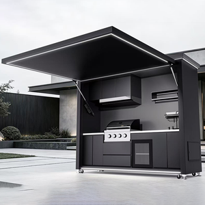 Cucina <span class=keywords><strong>Mobile</strong></span> Integrata in Alluminio per Esterni con Tenda Idraulica, Barbecue, Frigorifero per Vino, Fast Food e Gelato per Villa e Giardino - Product Image 2