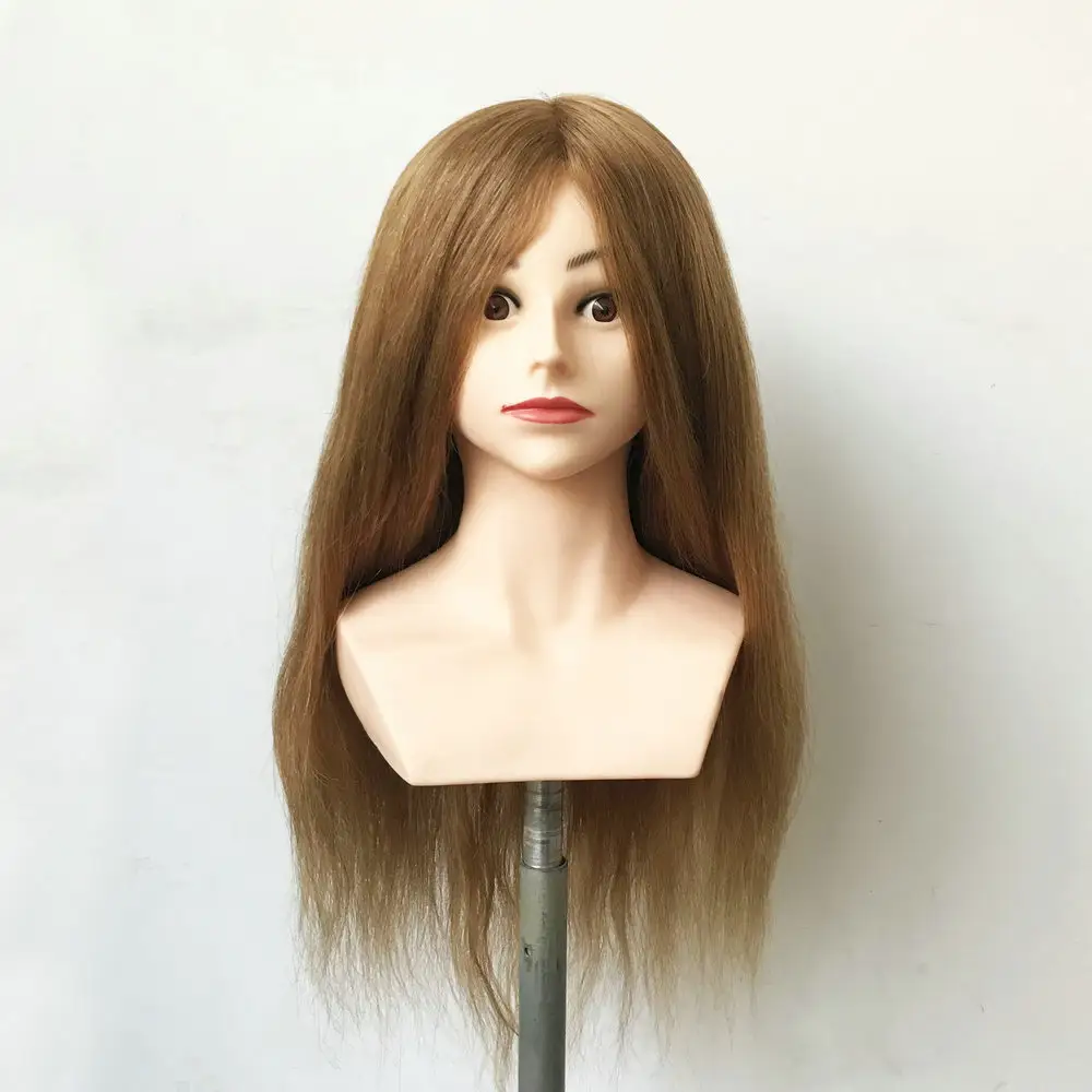 100% 本物の人間のヘアサロン練習美容師トレーニングヘッドマネキンダミー人形肩付き