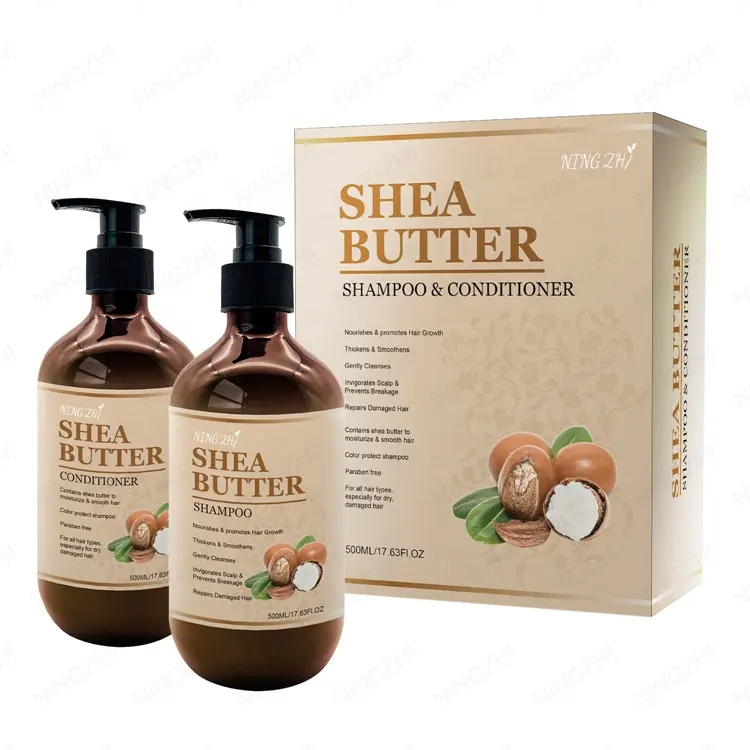 100% Biologische Haarverzorging Set Producten Shea Butter Shampoo En Conditioner Voor Krullend Haar