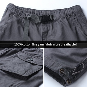 Shorts cargo tactiques décontractés d'été pour hommes, en coton, couleur unie, élastiques, longs, style sportif, fabriqués en usine OEM - Product Image 5