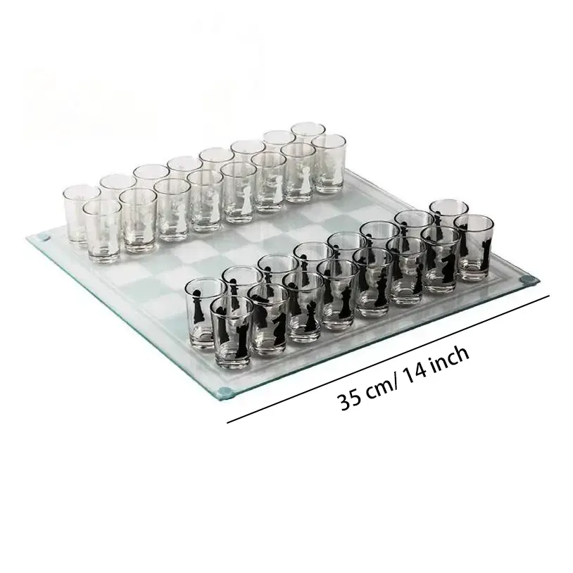 35*35cm di grandi dimensioni e 32 pezzi degli scacchi che bevono gioco scacchi bicchiere di vino