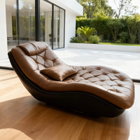 Chaise longue minimaliste zéro gravité en cuir pour salon, convertible en canapé-lit, avec chargeur sans fil intégré