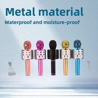 Microphone et haut-parleur combo mobile transfrontalier K858 pour karaoké et diffusion en direct, micro sans fil à directivité cardioïde SNR