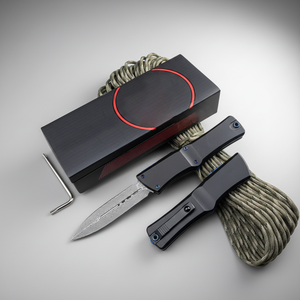 Couteau de poche pliant Micro Tech en acier Damas, multifonctionnel, haute dureté, outil portable et d'extérieur pour l'autodéfense - Product Image 6